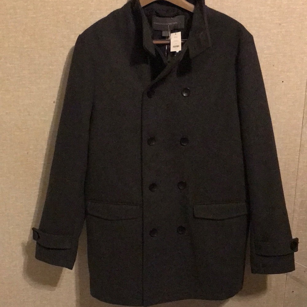 Mens charcoal grey funnel coat